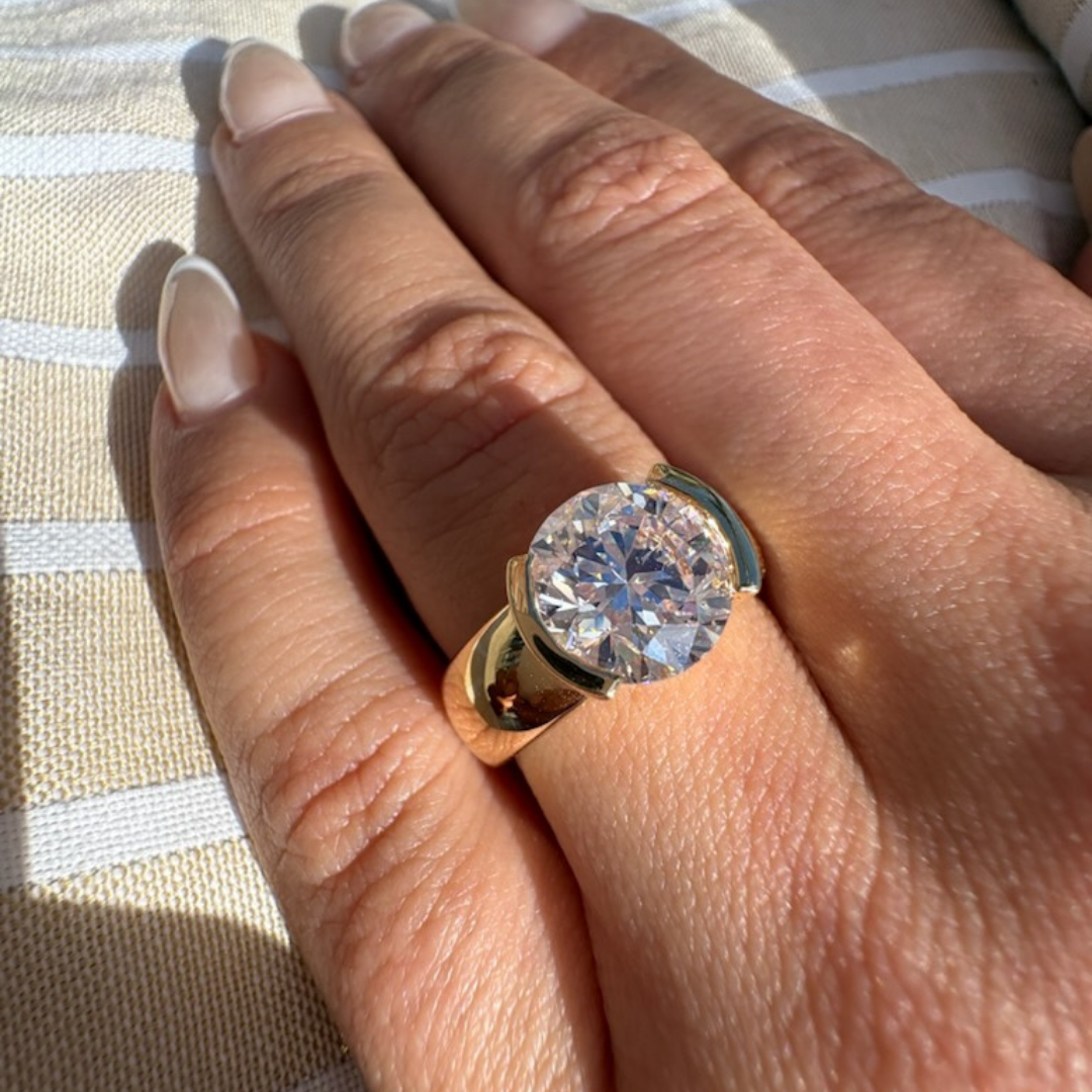 Half Bezel Thalia Lab Grown Engagement Ring - Armans Fine Jewellery