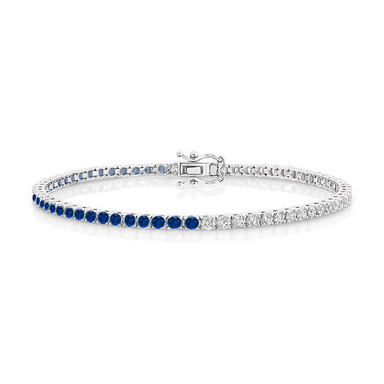 Half Blue Sapphire and Diamond Tennis Bracelet - Armans Fine Jewellery
