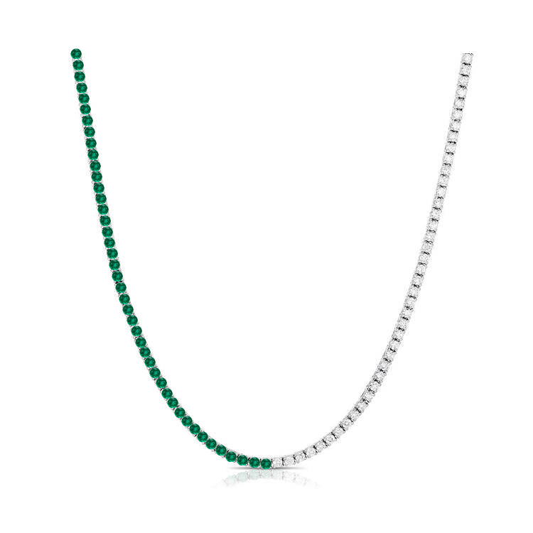 Half Diamond Half Gemstones Adjustable Tennis Necklace – 770 Fine Jewelry