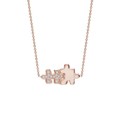 Half Pavé Diamond Jigsaw Puzzle Necklace - Armans Fine Jewellery