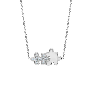 Half Pavé Diamond Jigsaw Puzzle Necklace - Armans Fine Jewellery
