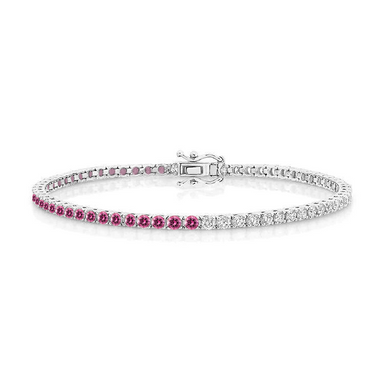 Half Pink Sapphire and Diamond Tennis Bracelet - Armans Fine Jewellery