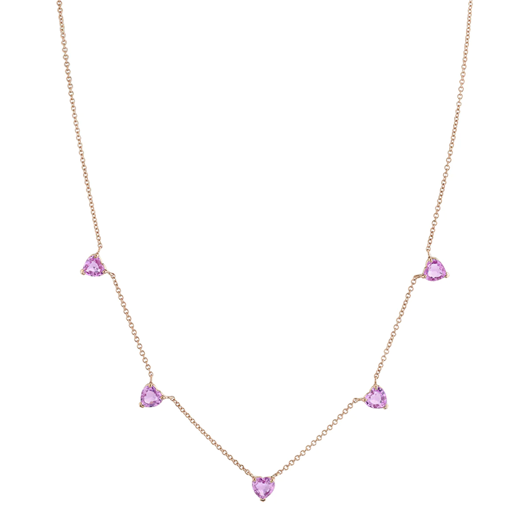 Heart Necklace With Pink Sapphires - Armans Fine Jewellery