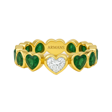 Heart Drop Emerald & Diamond Band - Armans Fine Jewellery