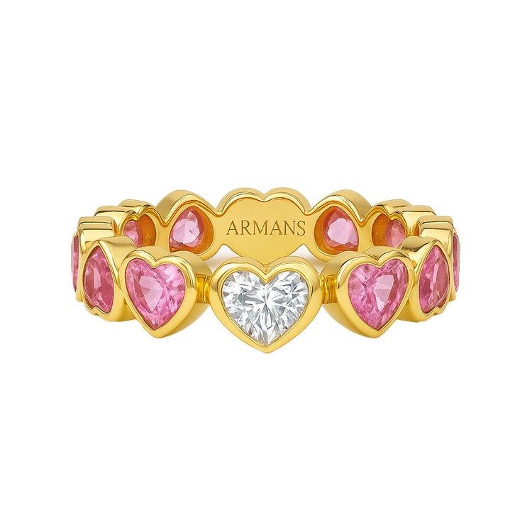 Heart Drop Pink Sapphire & Diamond Band - Armans Fine Jewellery
