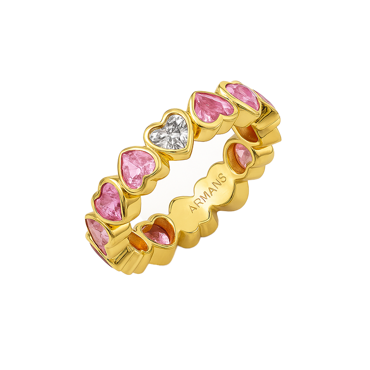 Heart Drop Pink Sapphire & Diamond Band - Armans Fine Jewellery