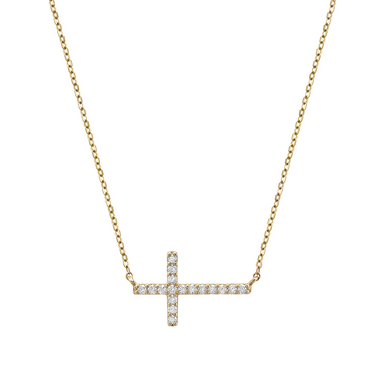 Horizontal Diamond Cross Necklace - Armans Fine Jewellery