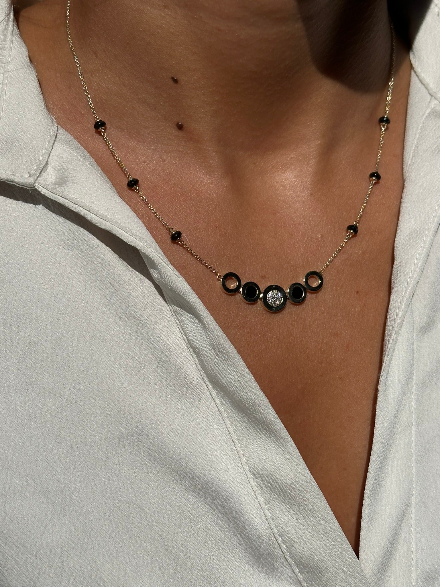 Diamond and Black Onyx Mangalsutra Necklace - Armans Fine Jewellery