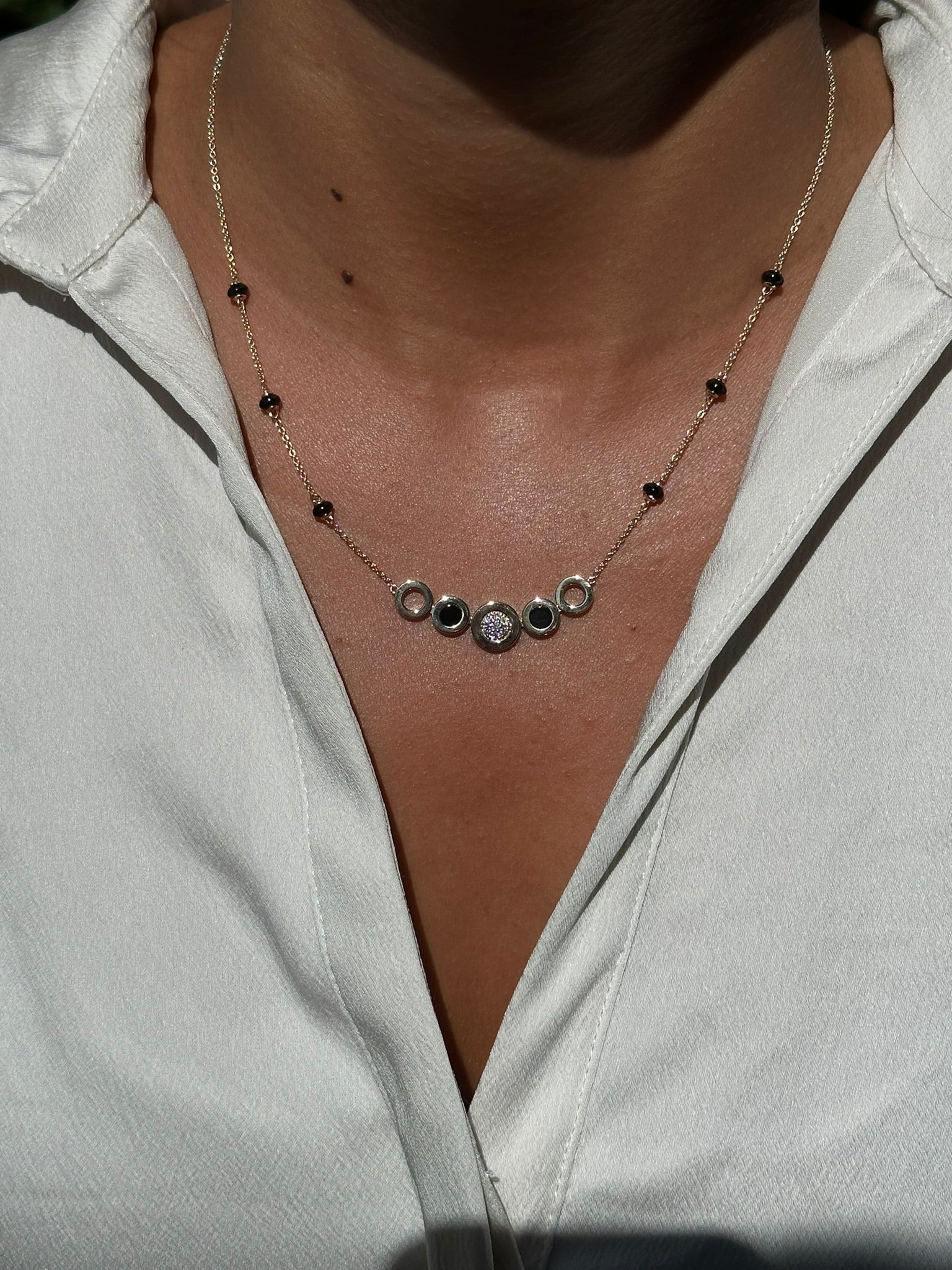 Diamond and Black Onyx Mangalsutra Necklace - Armans Fine Jewellery