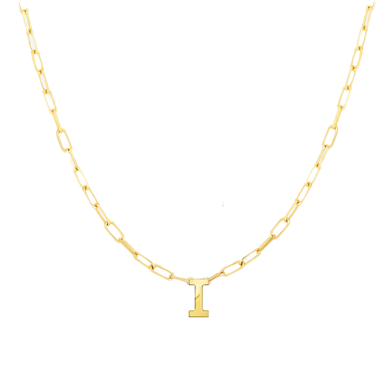 Block Letter Necklace with Paperclip Chain - Armans Fine Jewellery