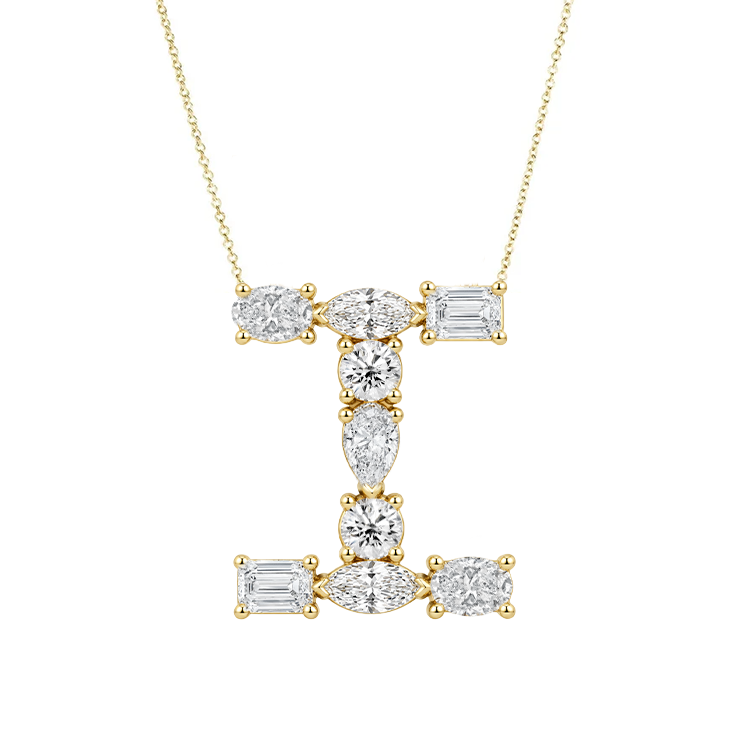 Multi Diamond Initial Necklace