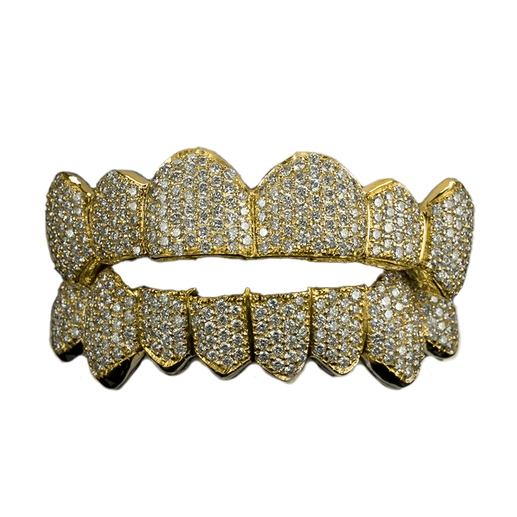 Gold iced out on sale grillz