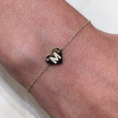 Initial Heart Birthstone Bracelet - Armans Fine Jewellery