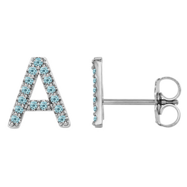 Aquamarine Initial Earrings - Armans Fine Jewellery