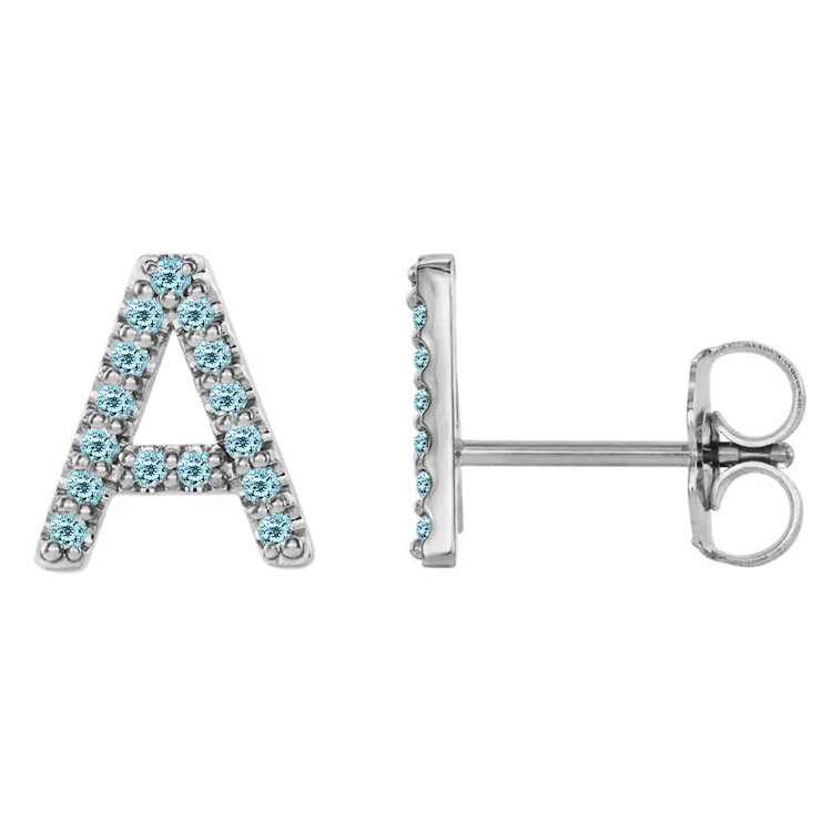 Aquamarine Initial Earrings - Armans Fine Jewellery