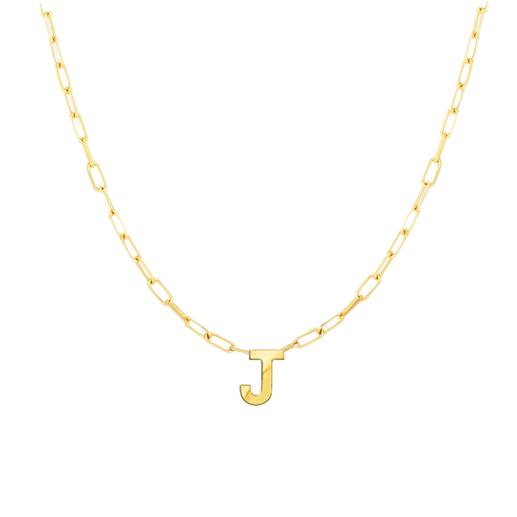 Block Letter Necklace with Paperclip Chain - Armans Fine Jewellery