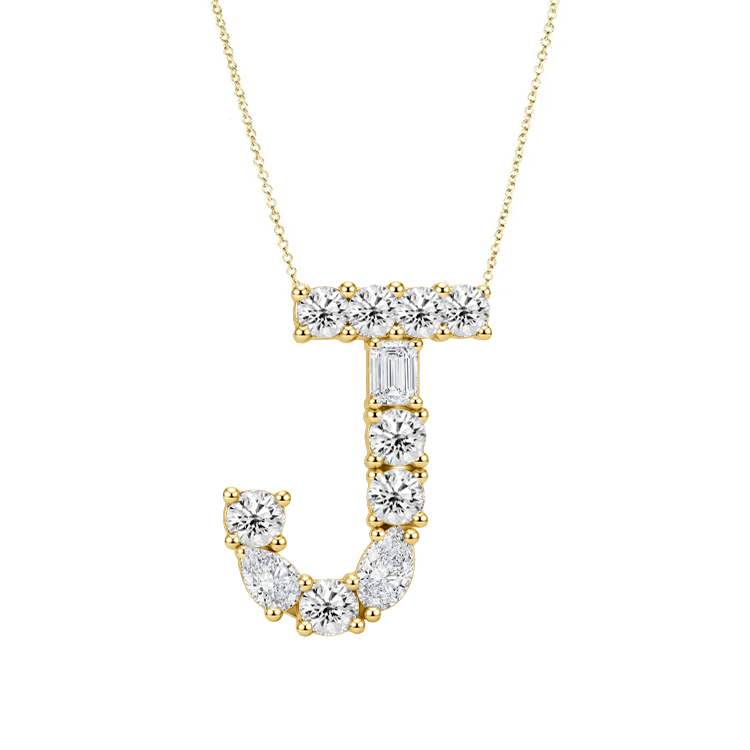 Multi Diamond Initial Necklace