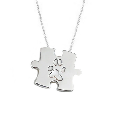Jigsaw Pendant With Paw Print Engraving - Armans Fine Jewellery