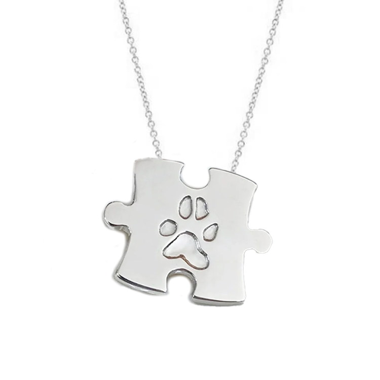 Jigsaw Pendant With Paw Print Engraving - Armans Fine Jewellery