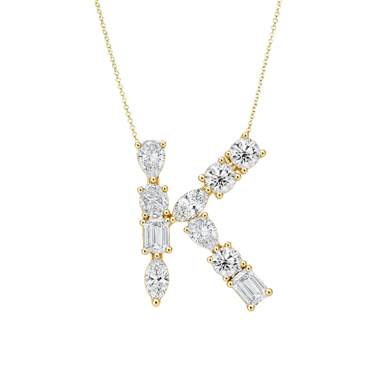 Multi Diamond Initial Necklace