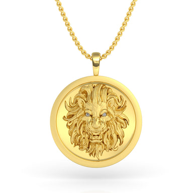 Men's Lion Pendant with Diamond Eyes - Armans Fine Jewellery