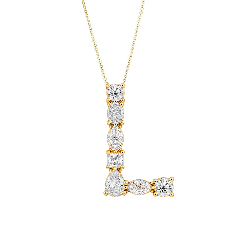 Multi Diamond Initial Necklace