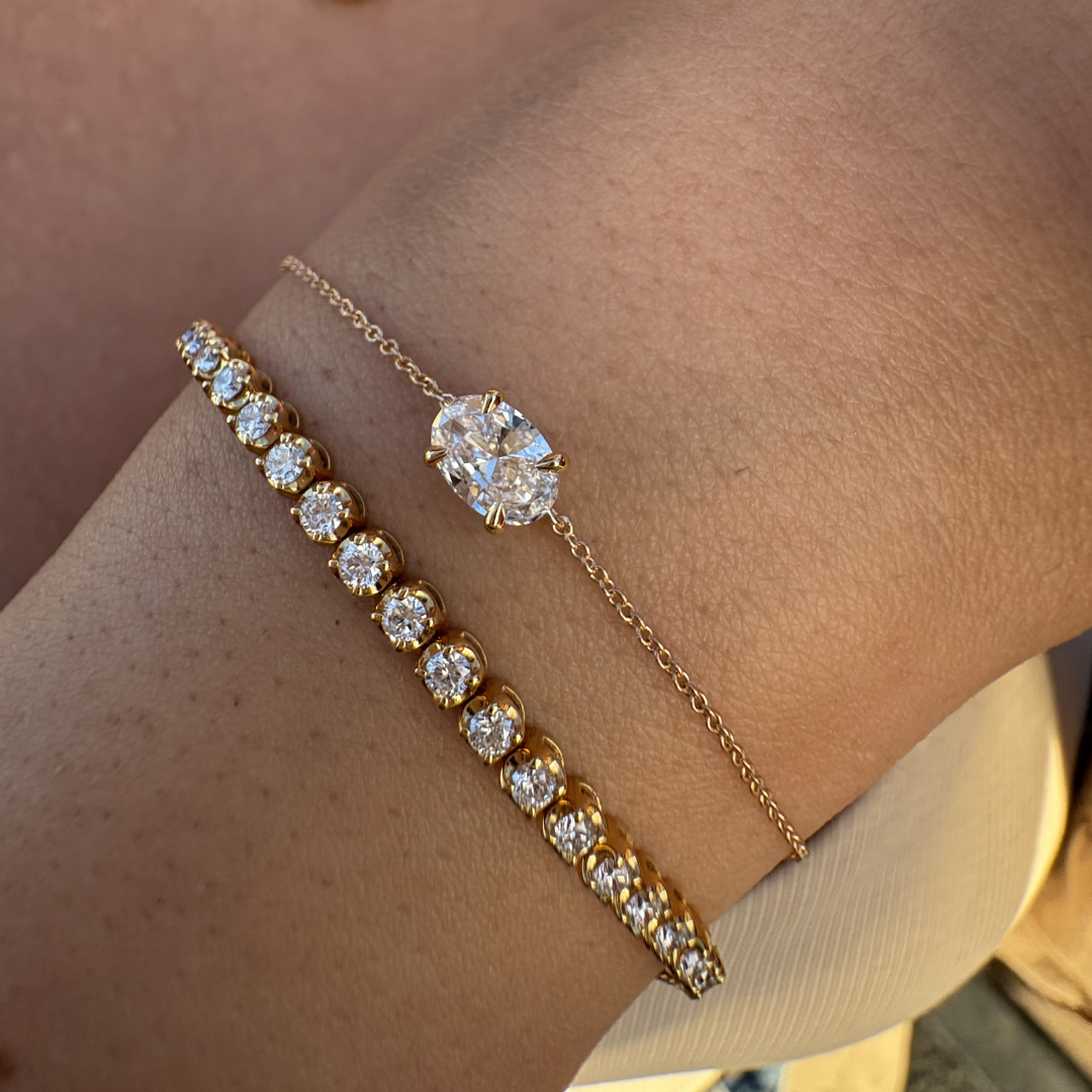 Lab Grown Oval East West Solitaire Bracelet