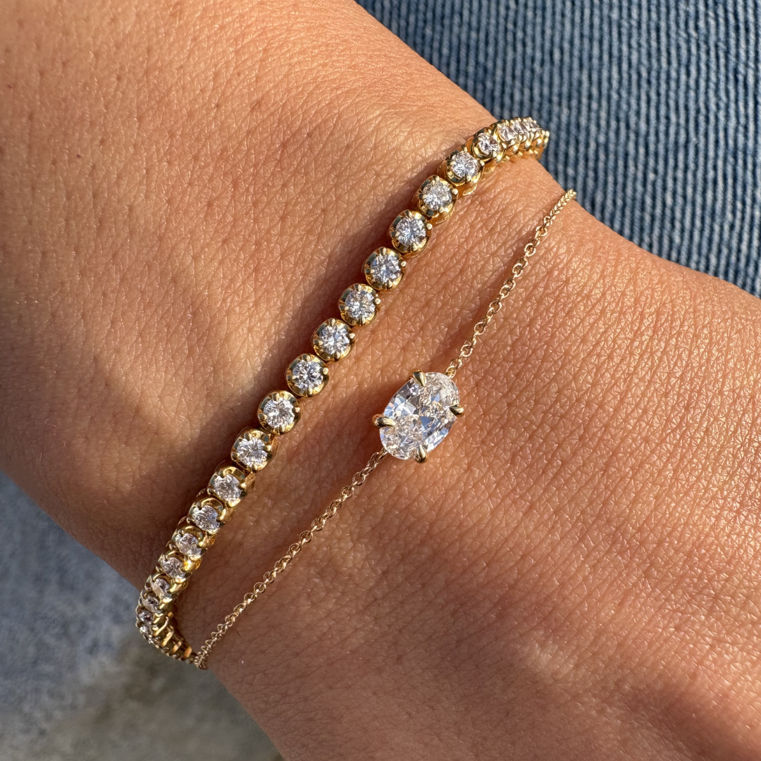 Lab Grown Oval East West Solitaire Bracelet