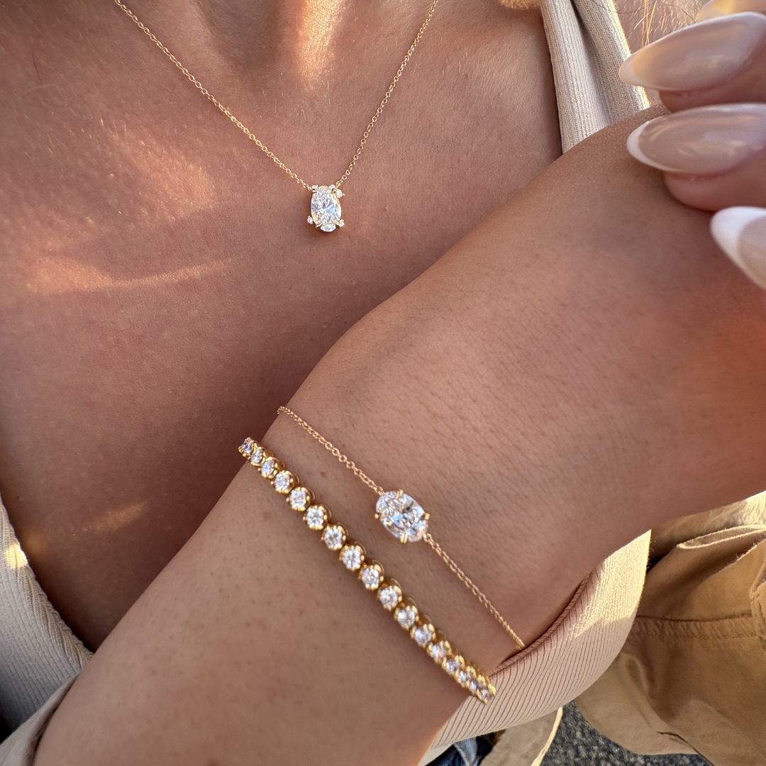 Lab Grown Oval East West Solitaire Bracelet