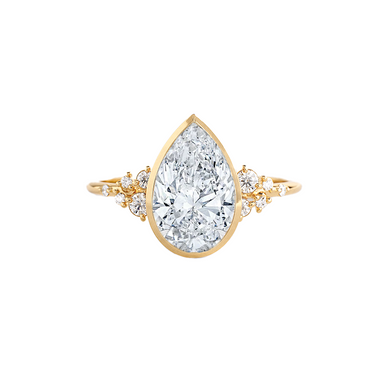 Lila Bezel Pear Lab Grown Engagement Ring with Round Side Stones - Armans Fine Jewellery