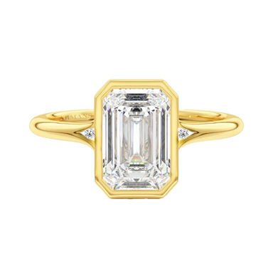 Lily Emerald Bezel Engagement Ring with Side Stones - Armans Fine Jewellery