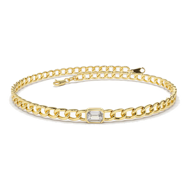 Link Bracelet with Bezel Set Emerald Diamond - Armans Fine Jewellery