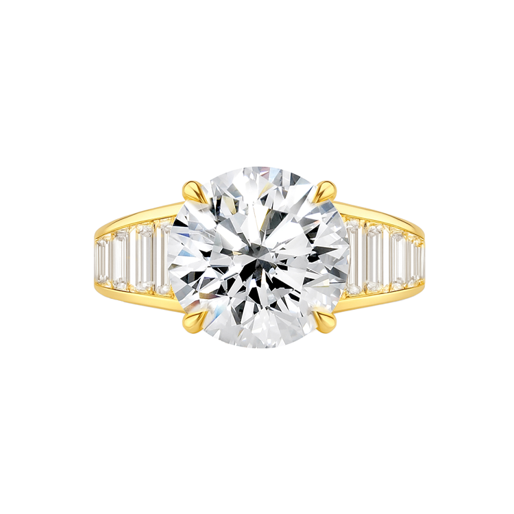 Madeleine Round with Baguette Side Stones Lab Grown Engagement Ring - Armans Fine Jewellery