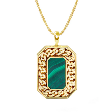 Malachite Chain Link Pendant - Armans Fine Jewellery