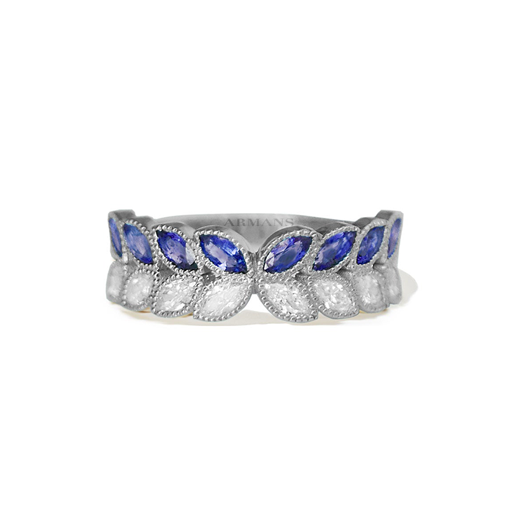 Marquise Diamond and Blue Sapphire Butterfly Band - Armans Fine Jewellery