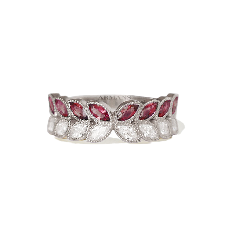 Marquise Diamond and Red Ruby Butterfly Band - Armans Fine Jewellery