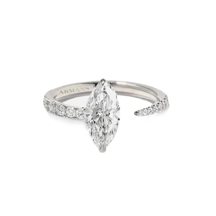 Marquise Split Engagement Ring with Diamond Band - Armans Fine Jewellery