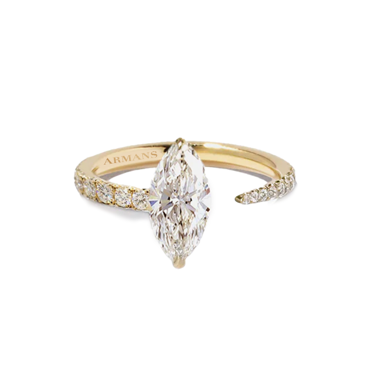Marquise Split Engagement Ring with Diamond Band | Armans Fine Jewellery