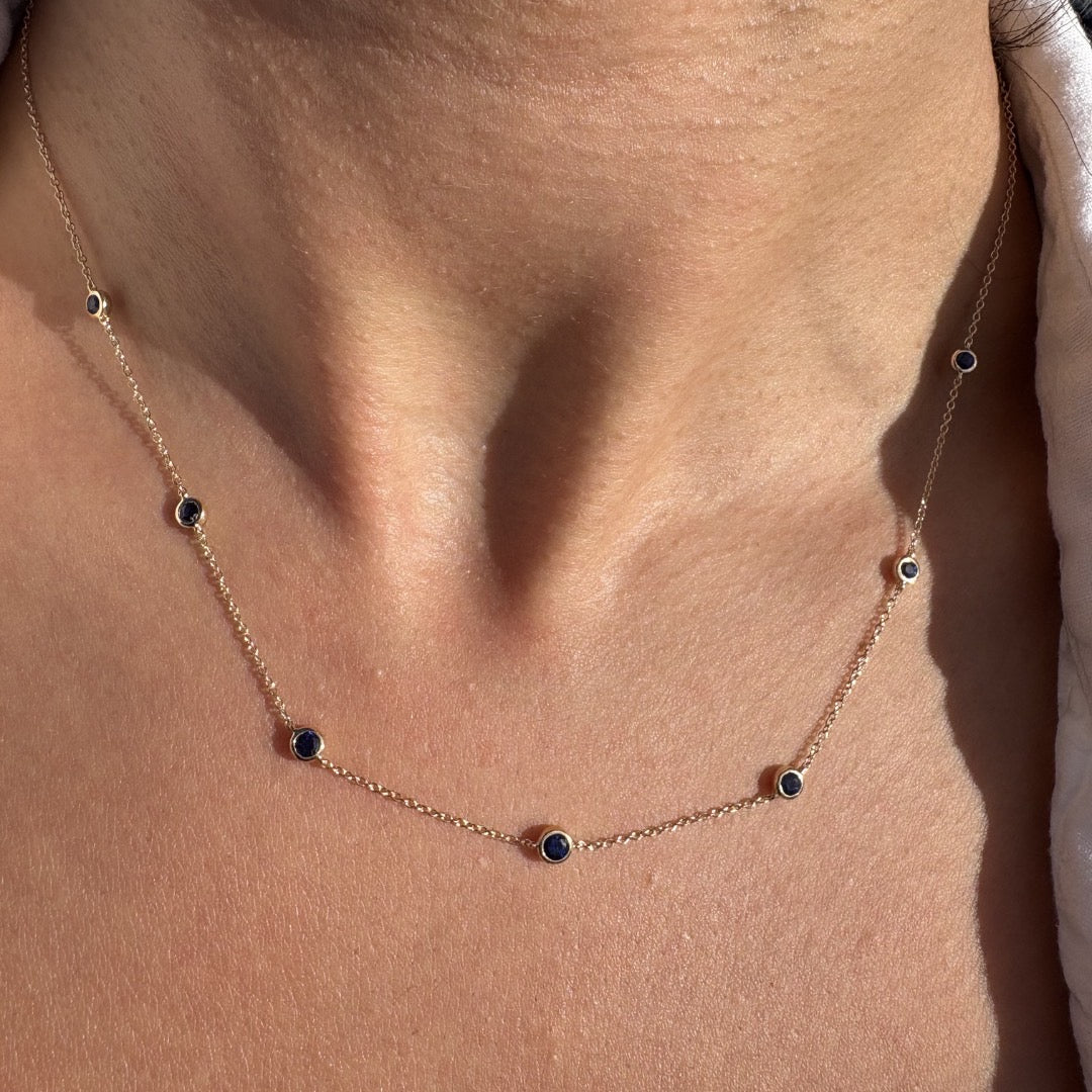 Blue Sapphire Orbit Necklace