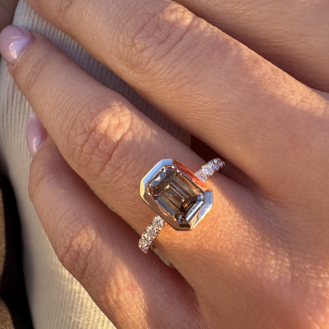 Aurelia Chocolate Emerald Diamond Engagement Ring