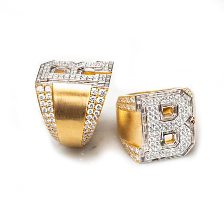 Mens gold sales initial rings