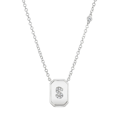 Mini Diamond Initial Nameplate Necklace - Armans Fine Jewellery