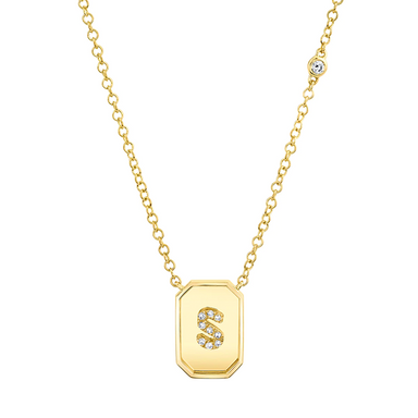 Mini Diamond Initial Nameplate Necklace - Armans Fine Jewellery