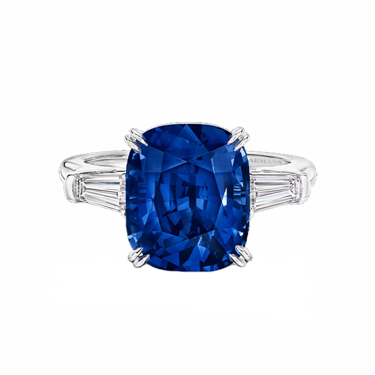 Monterey Blue Sapphire Trilogy Engagement Ring Armans Fine Jewellery
