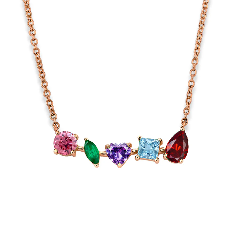 Multi-Shaped Rainbow Bar Necklace - Armans Fine Jewellery