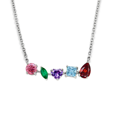 Multi-Shaped Rainbow Bar Necklace - Armans Fine Jewellery