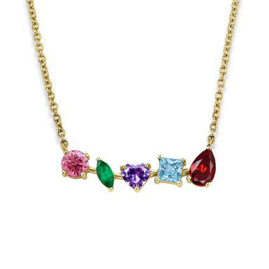 Multi-Shaped Rainbow Bar Necklace - Armans Fine Jewellery
