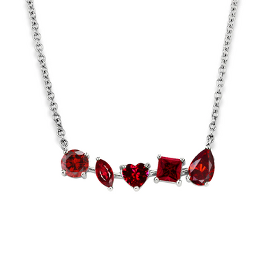 Multi-Shaped Ruby Bar Necklace - Armans Fine Jewellery