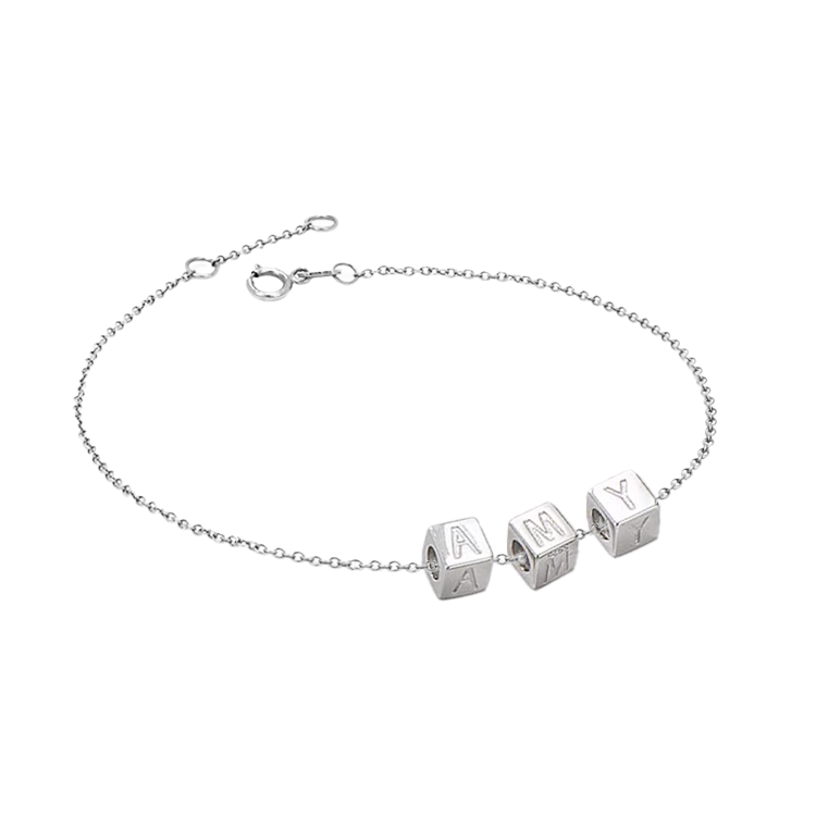 Multi Solid Gold Initial Block Charm Bracelet - Armans Fine Jewellery