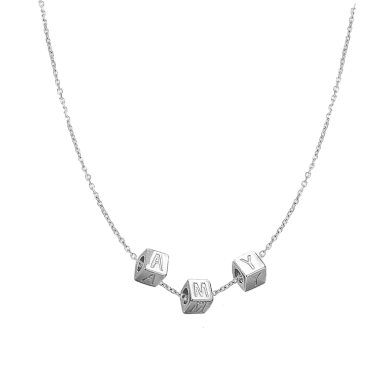 Multi Solid Gold Initial Block Charm Necklace - Armans Fine Jewellery